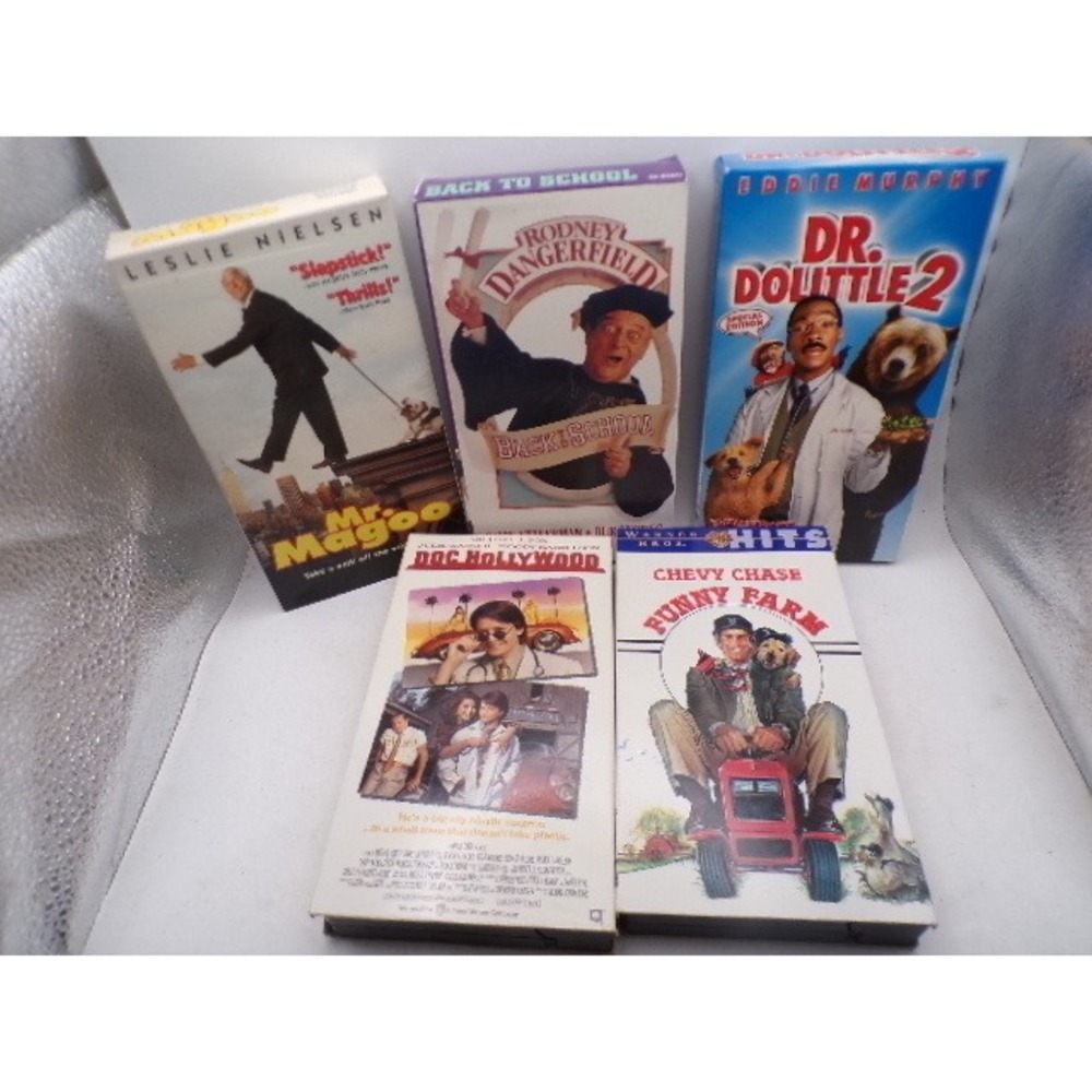 VHS Comedy Movie Lot 5 Tapes Back to School Mr Magoo Doc Hollywood Funny Farm Dr